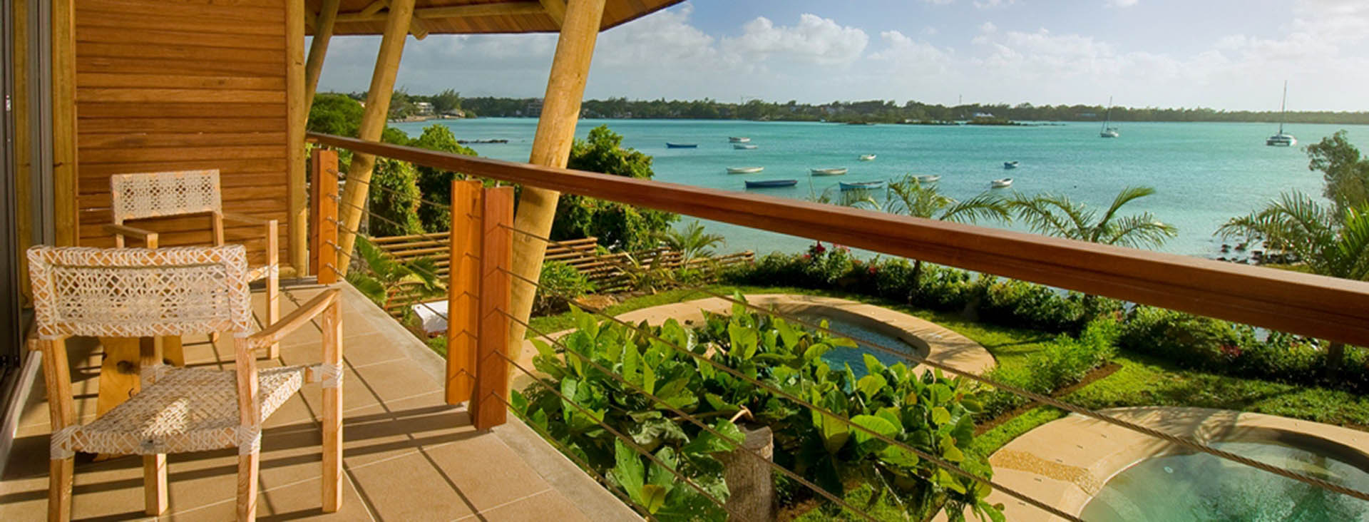 Beach villas Mauritius bedroom with canopy bed style